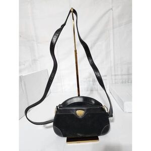 Authentic GUCCI Vintage Micro GG Jacquard Suede/Leather Crossbody Bag Black